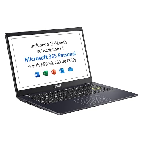 ASUS Vivobook 14 E410KA 14″ Full HD Laptop with Microsoft Office 365 (Intel Celeron N4500, 4GB RAM, 128GB eMMC, Windows 11 S Mode) Ships with 1 Year Microsoft Office Subscription