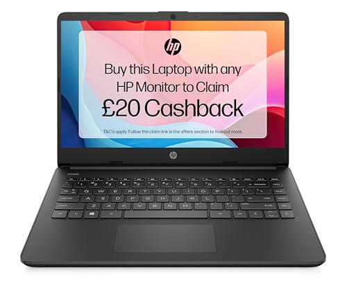 HP Stream 14″ Laptop, Intel N4120 Processor, 4 GB RAM, 64 GB eMMC, Intel UHD Graphics, HD Display, Dual Speakers, Microsoft 365 Personal 12 month included, Win 11, Jet Black, 14s-dq0000sa